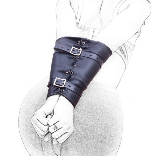 Black Leather Arm Restraint Straps – Soft PU Handcuffs for Adult Bondage & Role Play