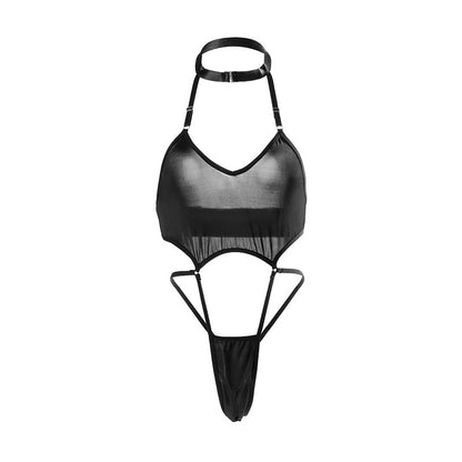 Lingerie One-Piece Hanging Neck Set - Open File Tights for Alluring Style