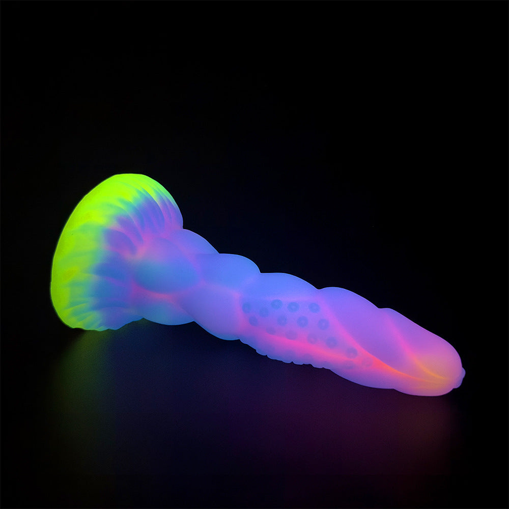 Luminous Fluorescent Mixed Color Butt Plug - Liquid Silicone Replica, Glow-in-the-Dark Feature