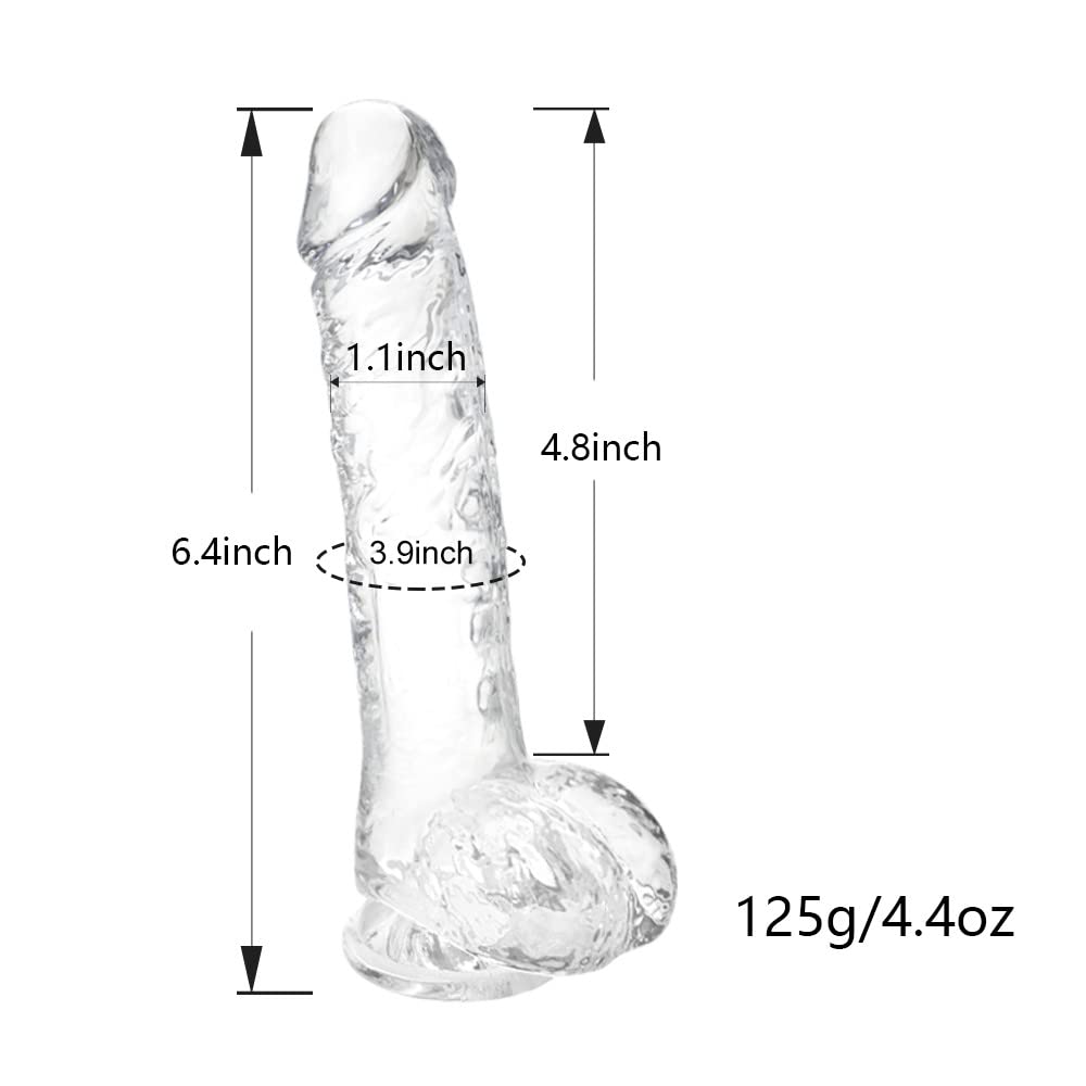 Small Realistic Clear 6 inch Cute Dildo,Adult Sex Toy with Suction Cup Dildo, Suitable for Beginner Women/Men/Gay with Thin and Slim Poke, can be Use for G-spot and Anal