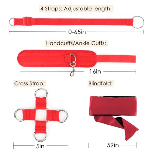 Sex Bondage Restraints BDSM Toys Set 13PCS, Bed Restraints BDSM Kit incl Sex Straps Cuffs Paddle Blindfold Nipple Clamps, Bondage Gear & Accessories Adult Couples Sex Toys for Men Women Sex Games