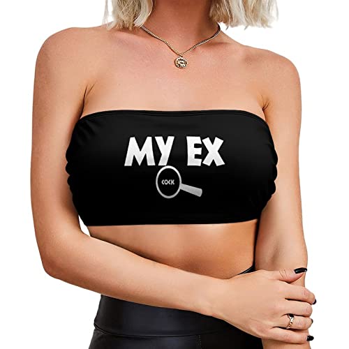 BITE ME Women's Sexy Crop Top Sleeveless Stretchy Solid Strapless Tube Top