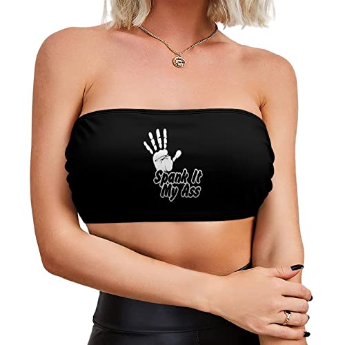 BITE ME Women's Sexy Crop Top Sleeveless Stretchy Solid Strapless Tube Top