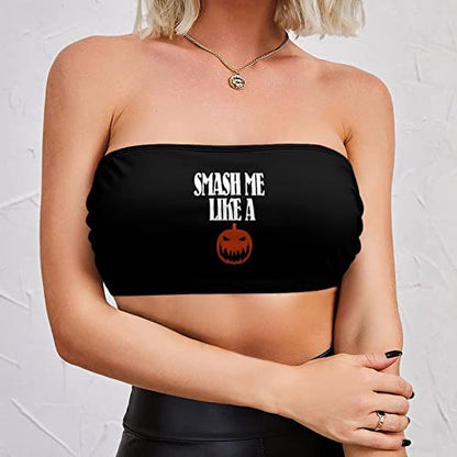 BITE ME Women's Sexy Crop Top Sleeveless Stretchy Solid Strapless Tube Top