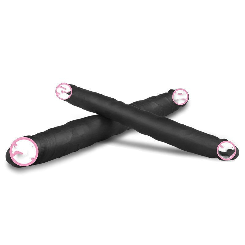 Double-Headed Dragon Silicone Sex Toy - Small and Large Sizes in Black