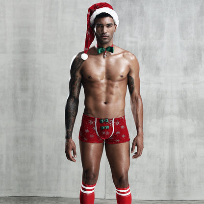Men's Erotic Christmas Outfit - Festive Underwear Suit for Bar & Nightclub Shows