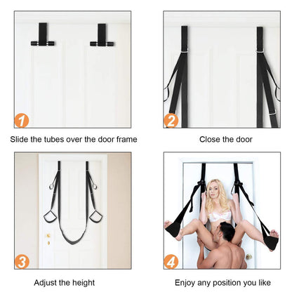 Couple's Leg Split Swing Restraint with Cushion - Black Rocking Supplies