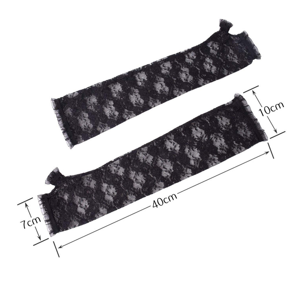 Driving Sunscreen Long Lace Gloves - Elegant Embroidered Split Finger Gloves for Women