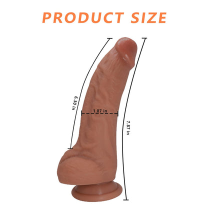 Sex Toy for Women 7 Inch Realistic Silicone Dildo,Body-Safe Material Strong Suction Cup Ultra Soft Lifelike Thick Anal Dildo for Men G spot Stimulator with Curved Shaft and Balls Throat Trainer