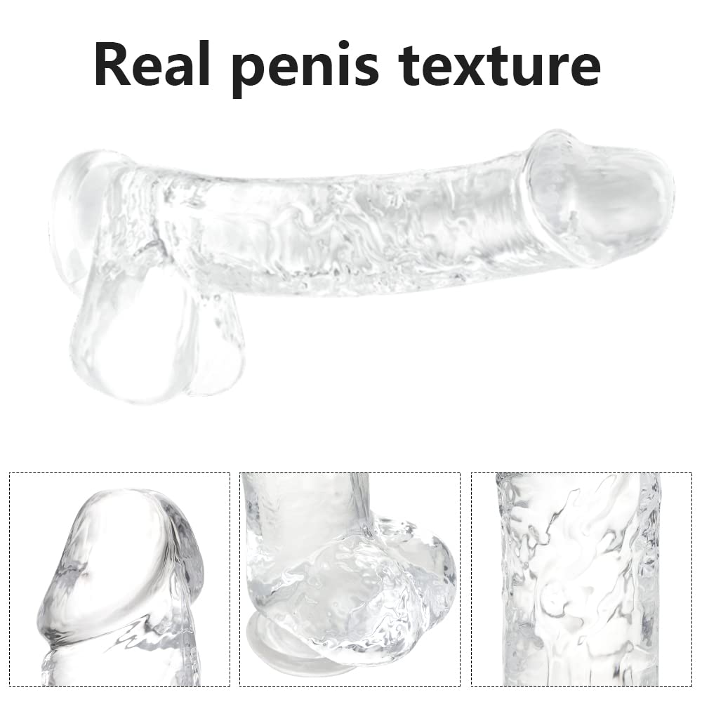 Small Realistic Clear 6 inch Cute Dildo,Adult Sex Toy with Suction Cup Dildo, Suitable for Beginner Women/Men/Gay with Thin and Slim Poke, can be Use for G-spot and Anal