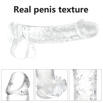 Small Realistic Clear 6 inch Cute Dildo,Adult Sex Toy with Suction Cup Dildo, Suitable for Beginner Women/Men/Gay with Thin and Slim Poke, can be Use for G-spot and Anal