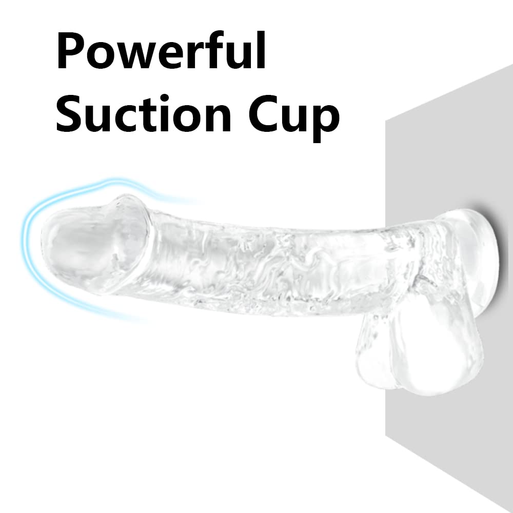 Small Realistic Clear 6 inch Cute Dildo,Adult Sex Toy with Suction Cup Dildo, Suitable for Beginner Women/Men/Gay with Thin and Slim Poke, can be Use for G-spot and Anal