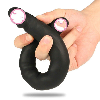 Double-Headed Dragon Silicone Sex Toy - Small and Large Sizes in Black