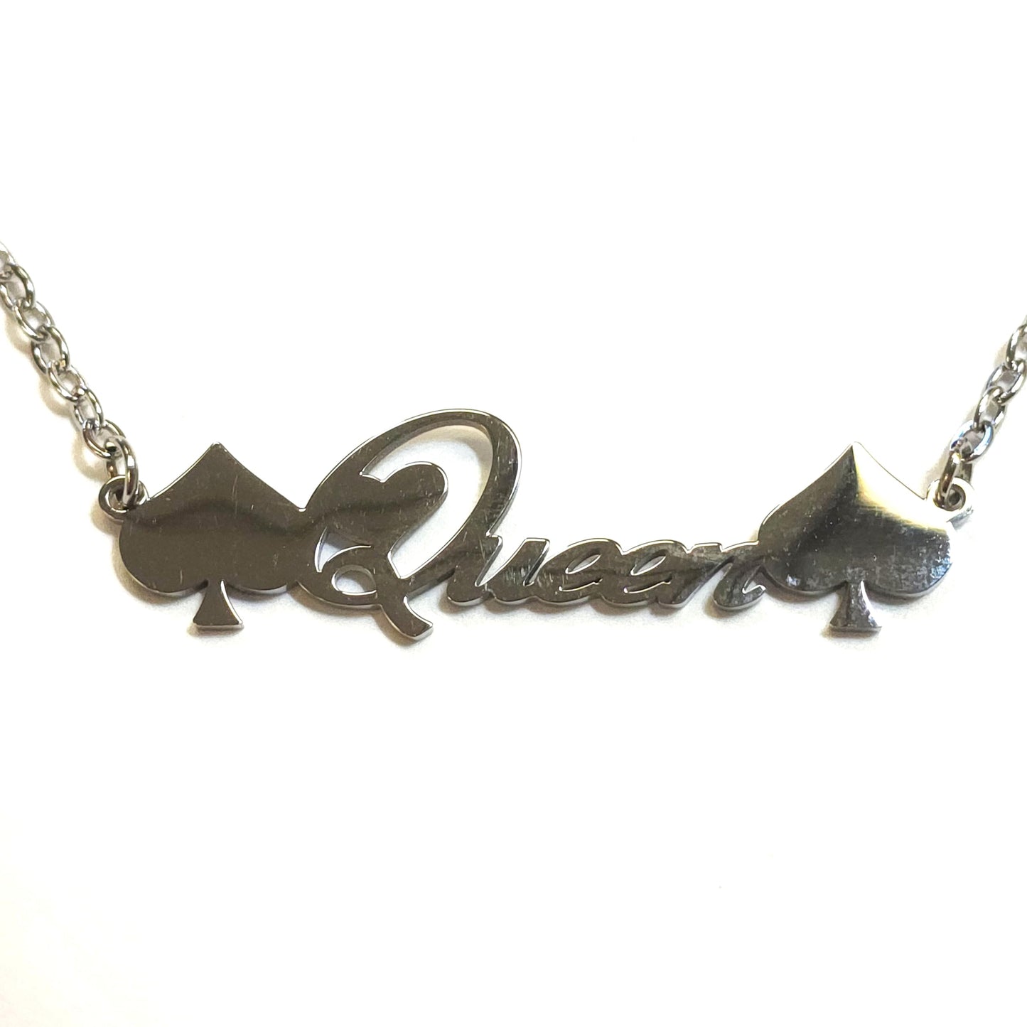 Queen of Spades Necklace Gold or Silver Colored, Queen of Spades BBC Necklace