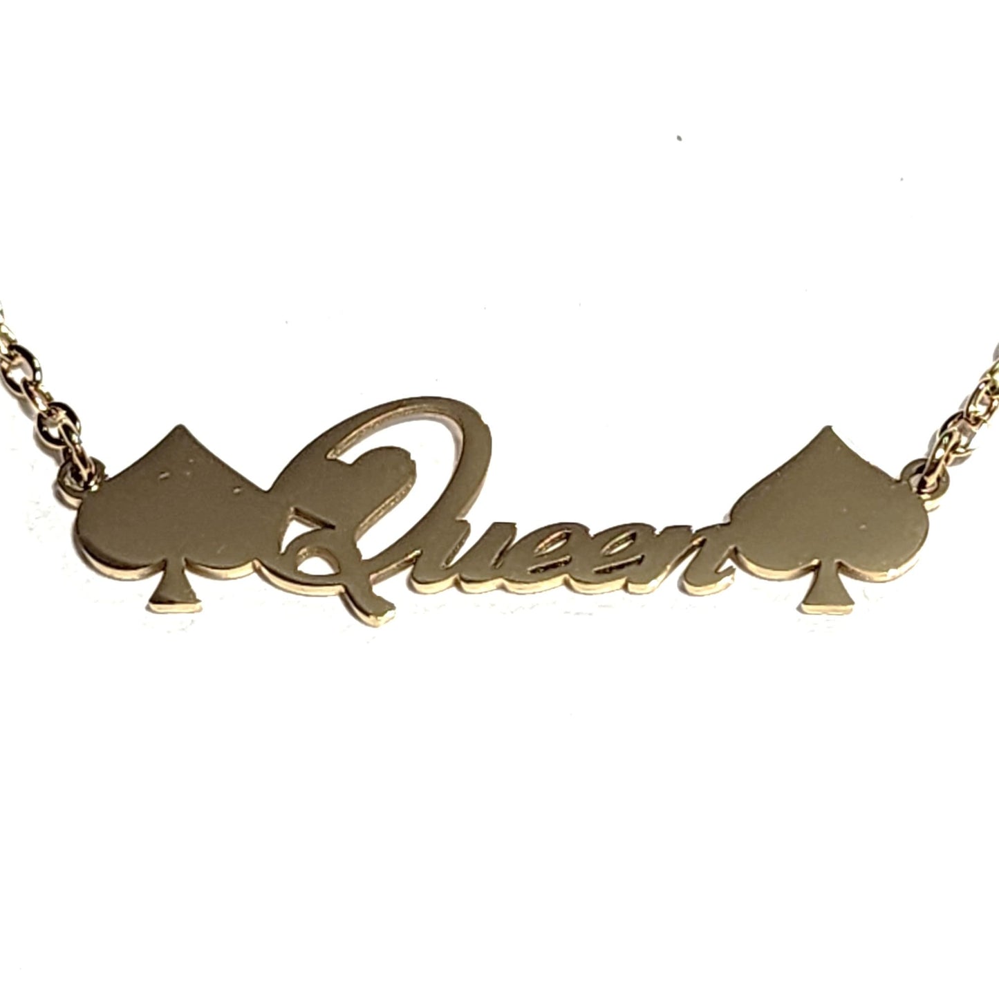 Queen of Spades Necklace Gold or Silver Colored, Queen of Spades BBC Necklace