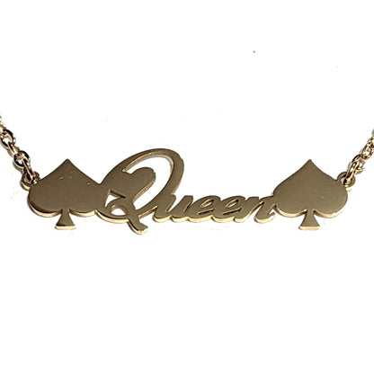 Queen of Spades Necklace Gold or Silver Colored, Queen of Spades BBC Necklace