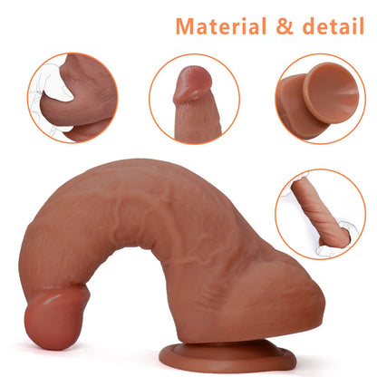 Sex Toy for Women 7 Inch Realistic Silicone Dildo,Body-Safe Material Strong Suction Cup Ultra Soft Lifelike Thick Anal Dildo for Men G spot Stimulator with Curved Shaft and Balls Throat Trainer