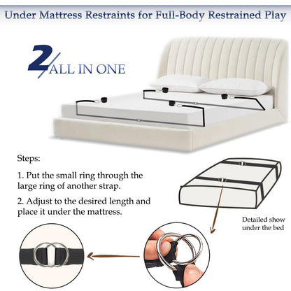 Sex Bondage Restraints BDSM Toys, Selver Versatile Bed Restraints Couple Sex Toys with Sex Straps Bondage Cuffs Blindfold & Feather BDSM Kit, Adult Sex Toys Bondage Gear & Accessories for Couples Game