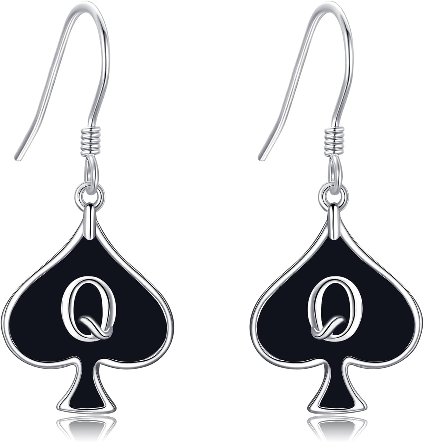QUEEN OF SPADES Earrings 925 Sterling Silver Card Dangle Drop Earrings Unique Queen of Spades Jewelry for Women HotWife Wife Lover