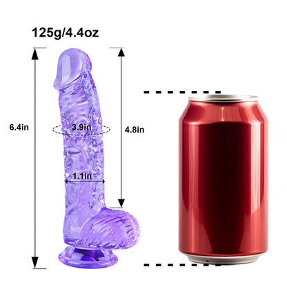 Small Realistic Clear 6 inch Cute Dildo,Adult Sex Toy with Suction Cup Dildo, Suitable for Beginner Women/Men/Gay with Thin and Slim Poke, can be Use for G-spot and Anal