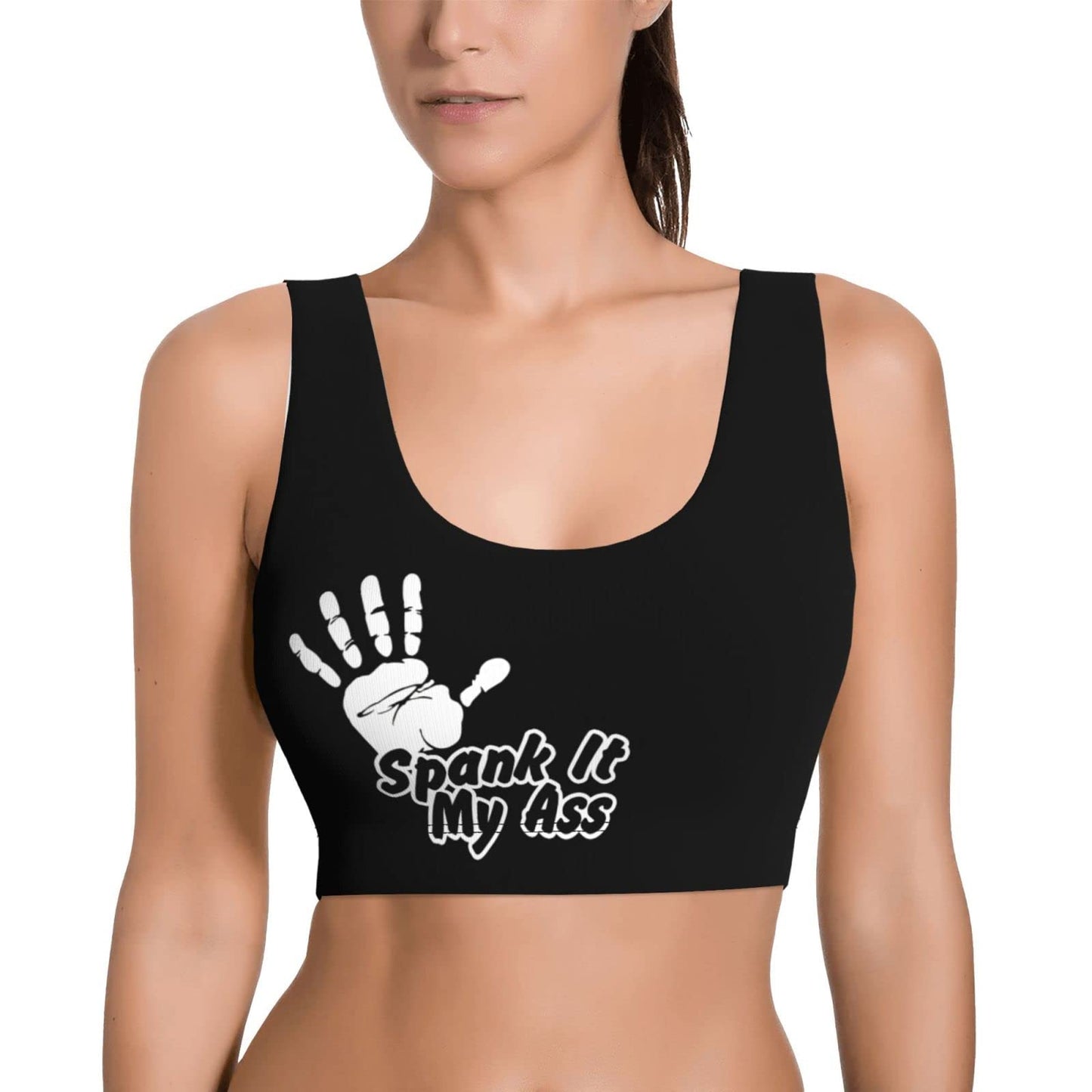 Spank It My Ass Yoga Sports Bra for Women, Comfortable Yoga Bras Fitness Workout Tops Running Bra with Removable Pads