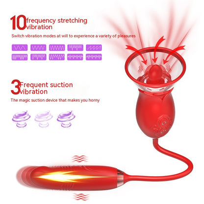 Manting Flower Rose Double-headed Sucking Tongue Licking Telescopic Vibration Device