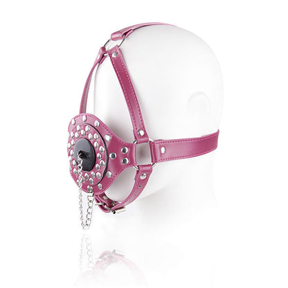 Bondage Gear Accessories with Funnel Gag Leather Restraints Toys with Sexy Erotic Rivets Lid BDSM Fetish for Men Women Couple Sex Play (Black)