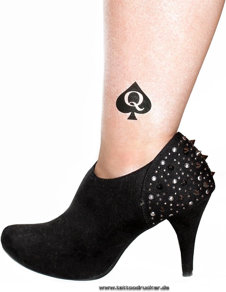 5 x Big Queen of Spades Tattoo in black plus 2 small- Hotwife Tattoo - BBC - temporary Tattoo