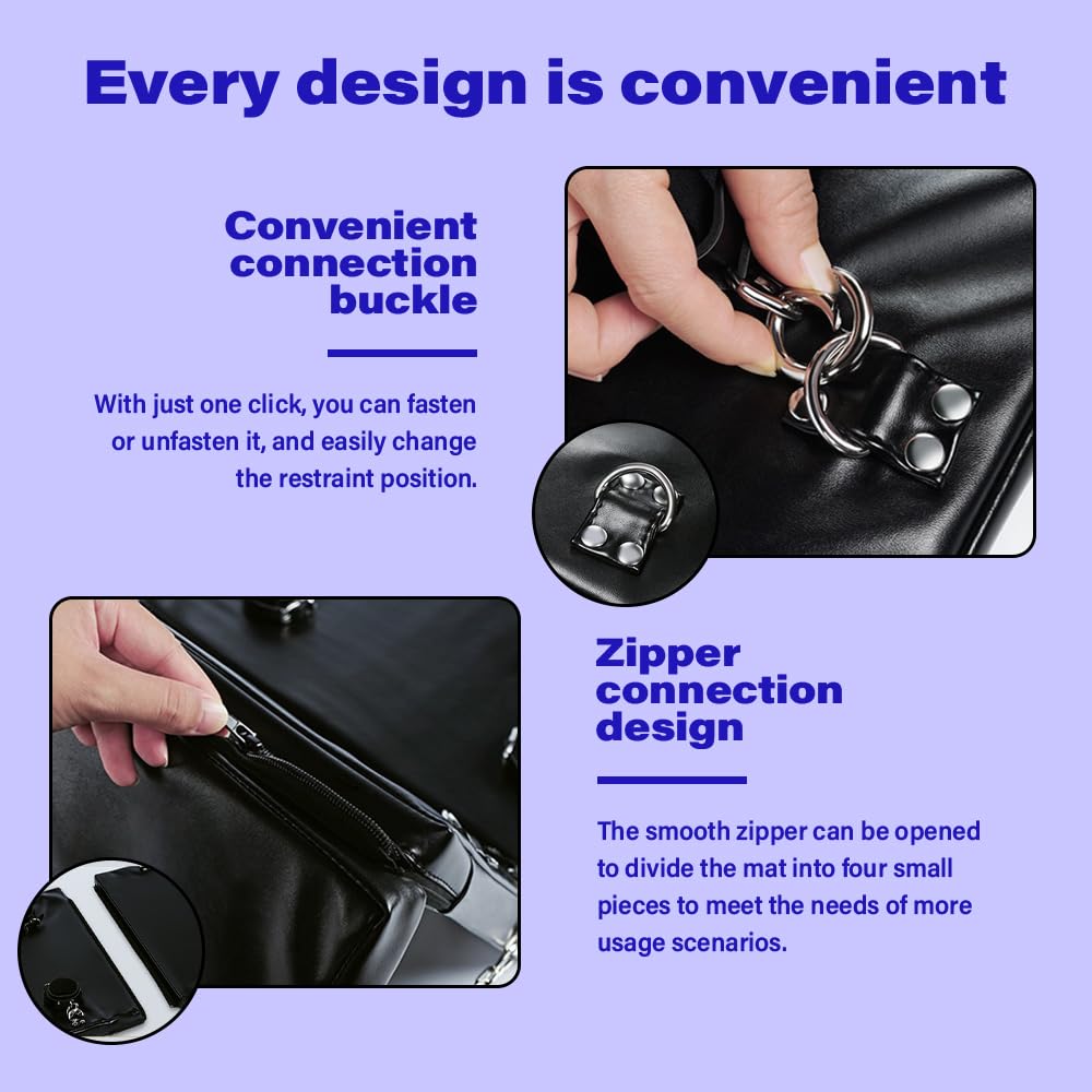 Sex Bondage Restraint BDSM Sex Furniture PU Leather Fetish Restraints System Portable Collapsible Sex Bed Sex Toys for Men Couples Adult Bondage Gear with Handcuffs Ankle Cuffs