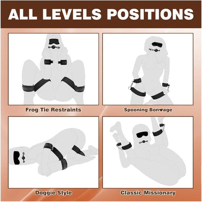 BDSM Bondage Restraints Couples Sex Toys, Sex Toys Wrist to Thigh Ankle Cuffs BDSM Kit Removable, BDSM Toys Ball Gag Blindfold Sex Restraints, Adult Sex Toy for Women Couple