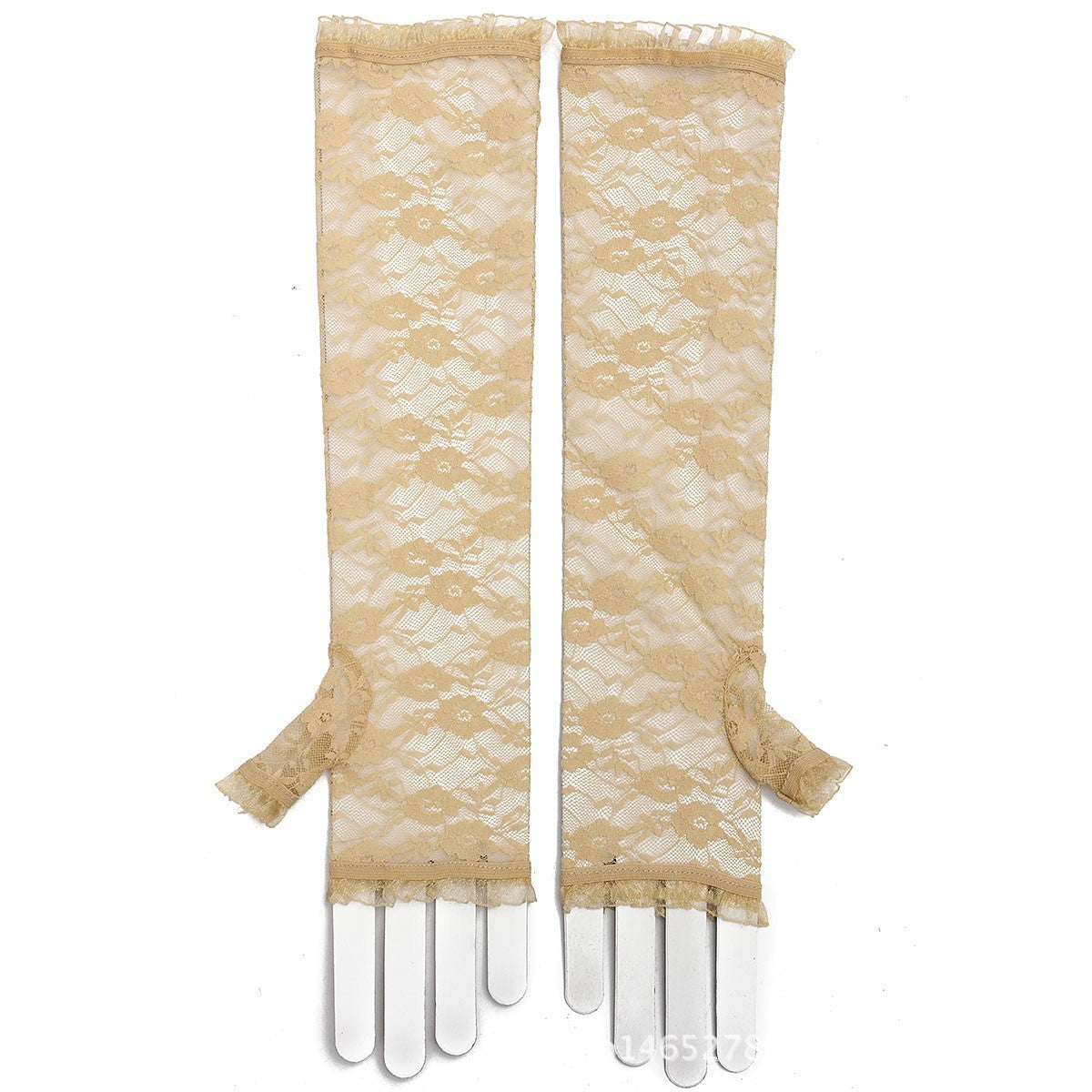 Driving Sunscreen Long Lace Gloves - Elegant Embroidered Split Finger Gloves for Women