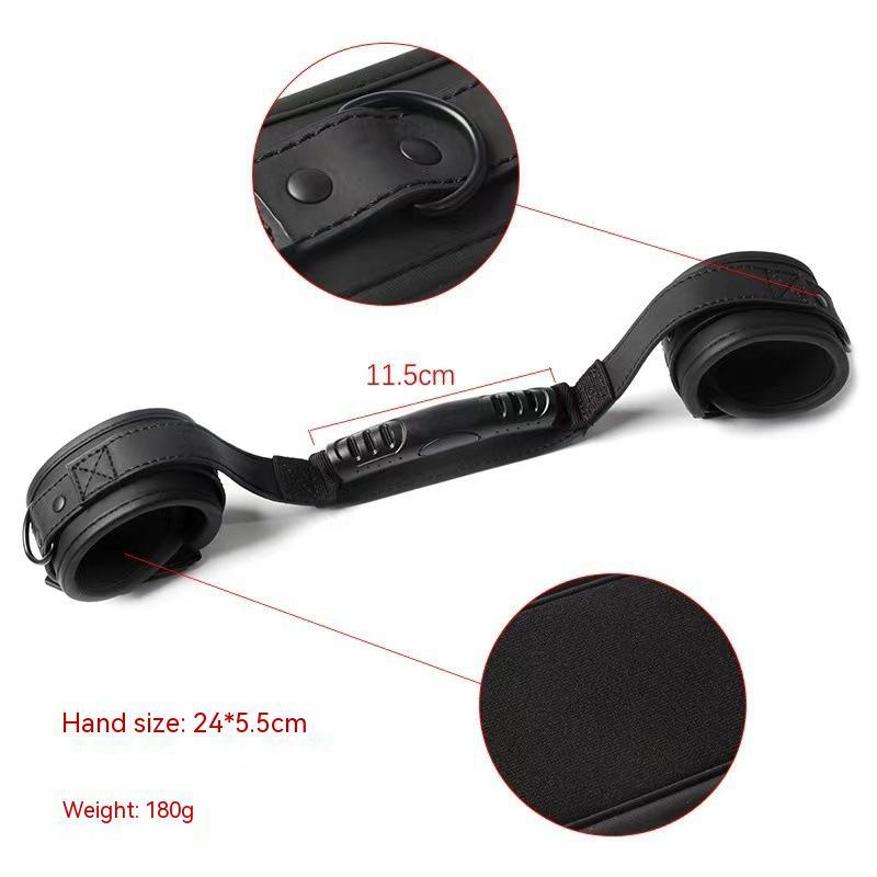 Black Leather Handcuffs – Bondage Training Toy for Adults