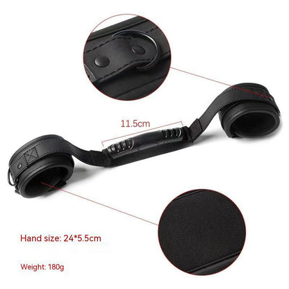 Black Leather Handcuffs – Bondage Training Toy for Adults