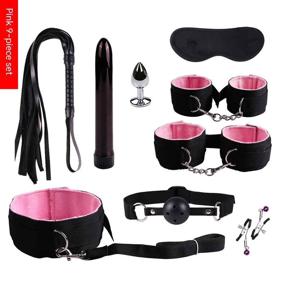 Plush Bondage Nylon Leather Suit Set | Ultimate 11-Piece BDSM Kit