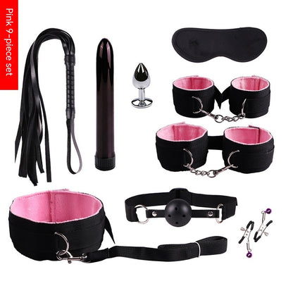 Plush Bondage Nylon Leather Suit Set | Ultimate 11-Piece BDSM Kit