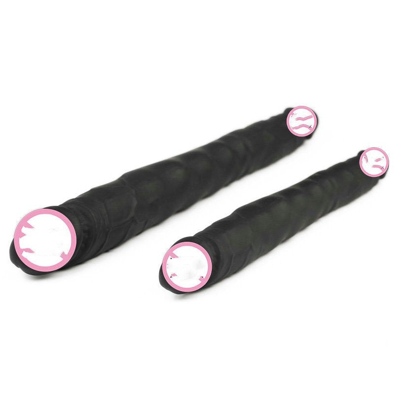 Double-Headed Dragon Silicone Sex Toy - Small and Large Sizes in Black