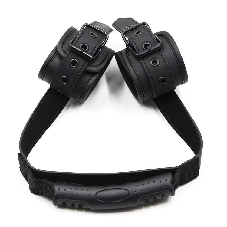 Black Leather Handcuffs – Bondage Training Toy for Adults