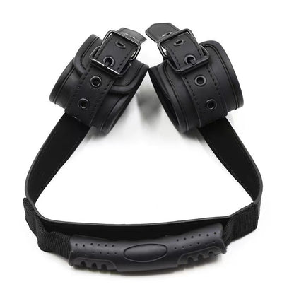 Black Leather Handcuffs – Bondage Training Toy for Adults