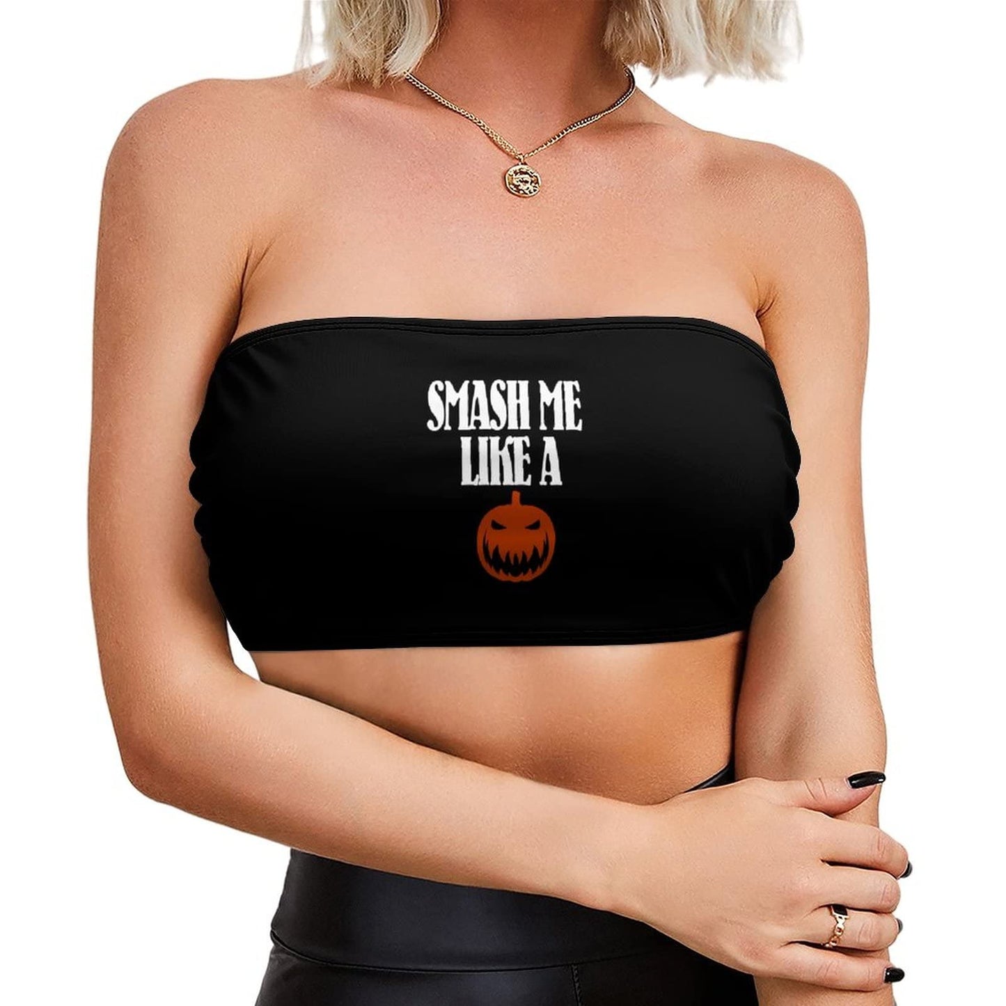 BITE ME Women's Sexy Crop Top Sleeveless Stretchy Solid Strapless Tube Top