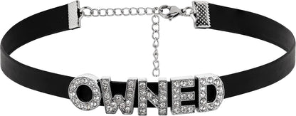 Sacina Gothic Punk Cute Owned Choker, Black Choker, Black PU Leather Choker Collar, Gothic Choker, Goth Necklace, Jewelry Gift for Women