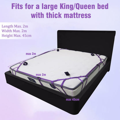 Sex Bondage BDSM Kit Bed Restraints Set, Super Easy Install Sex Rope Adjustable Straps, Sex Toys with Handcuffs Ankle Cuff for Adults Women Couples Game Pleasure (Black)