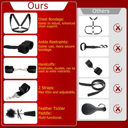 Sex Toys Bondage Restraints BDSM Kit 7PCS Sets, BDSM Toys Adjustable Chest Restraints, Handcuffs Ankle Cuff Sex Straps, Bondage Gear & Accessories Adult Sex Toys for Couples Men Women Games