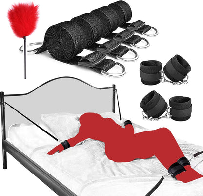 BDSM Toys for Sex Bondage,BDSM Kit Couple Sex Toys，Sex Bed Straps Restraints Set with Handcuffs Ankle Cuff,Sex Set Kit Sex Things for Kinky Couples,Sex Toy Kit Bondage Gear&Accessories for Women