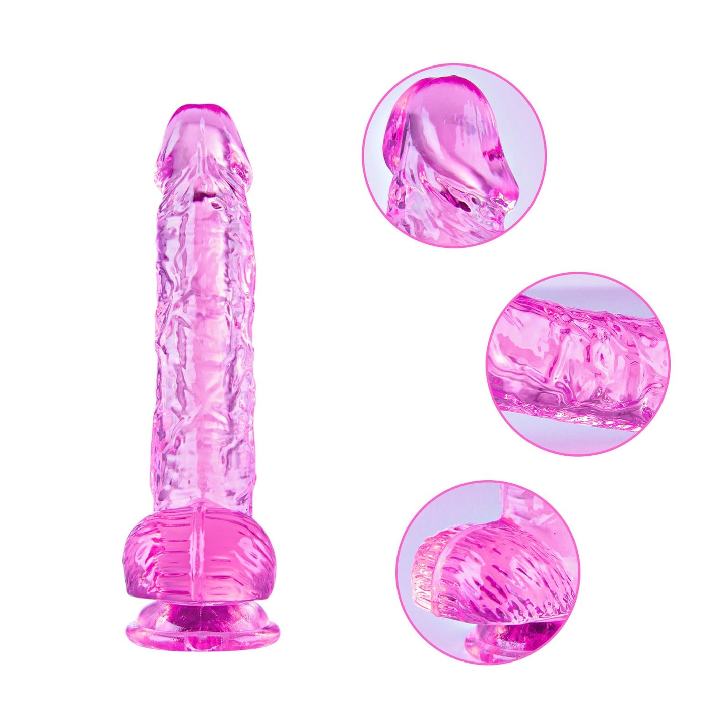 Small Realistic Clear 6 inch Cute Dildo,Adult Sex Toy with Suction Cup Dildo, Suitable for Beginner Women/Men/Gay with Thin and Slim Poke, can be Use for G-spot and Anal