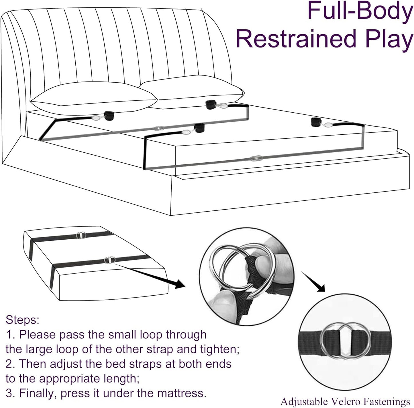BDSM Toys for Sex Bondage,BDSM Kit Couple Sex Toys，Sex Bed Straps Restraints Set with Handcuffs Ankle Cuff,Sex Set Kit Sex Things for Kinky Couples,Sex Toy Kit Bondage Gear&Accessories for Women