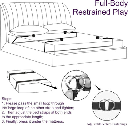 BDSM Toys for Sex Bondage,BDSM Kit Couple Sex Toys，Sex Bed Straps Restraints Set with Handcuffs Ankle Cuff,Sex Set Kit Sex Things for Kinky Couples,Sex Toy Kit Bondage Gear&Accessories for Women