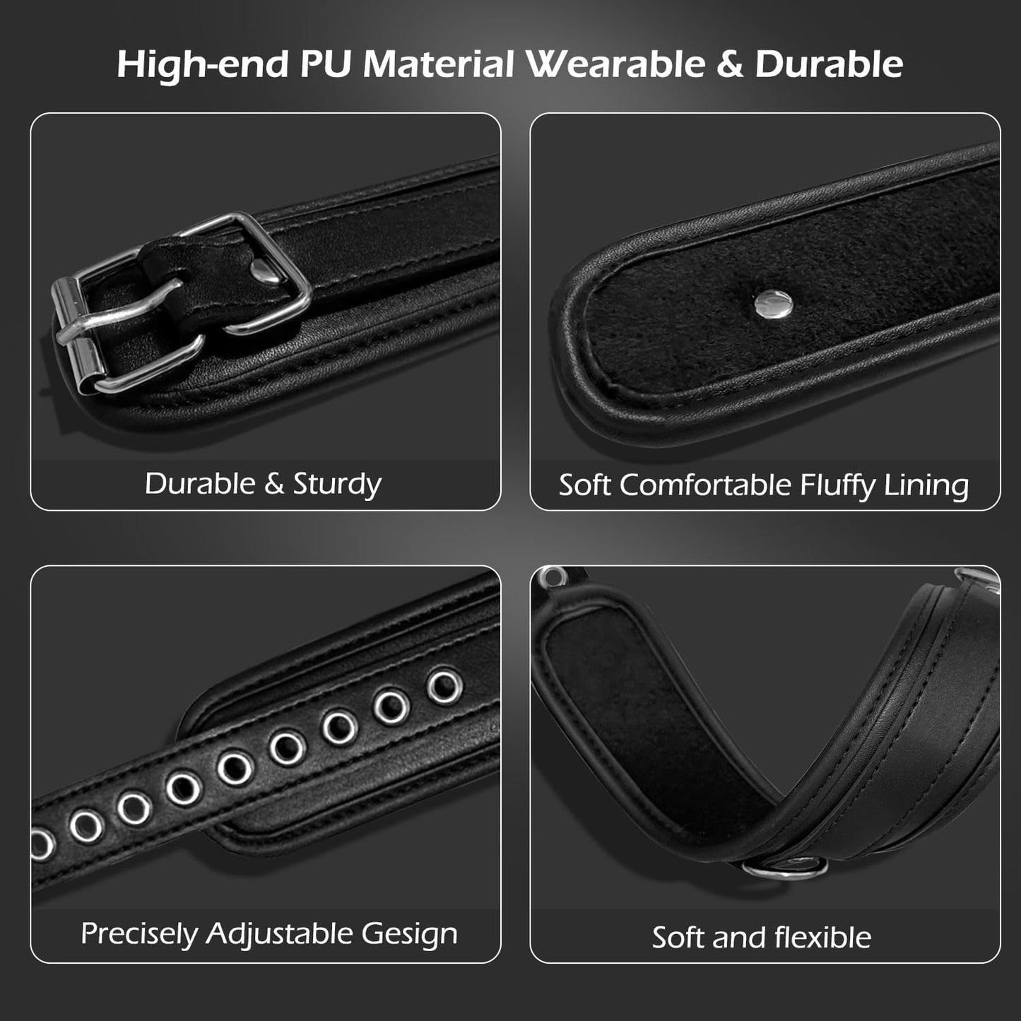 BDSM Kit Sex Bondage Restraints Toys, 11 PCS Bondage Set Couples Sex Toys with Adjustable Ankle, Thigh Sex Cuffs & Handcuffs, Thick Leather Material BDSM Toys Restraints Sex Things for Couples Kinky