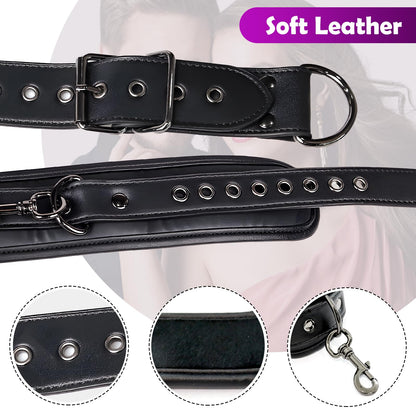 BDSM Bondage Sex Restraints Set Couples Sex Toys, Neck to Wrist Restraints Kit with Traction Chain Back Sex Handcuffs Collar Adjustable Bondage Gear Accessories SM Sexy Slave Beginner Role Play Toy