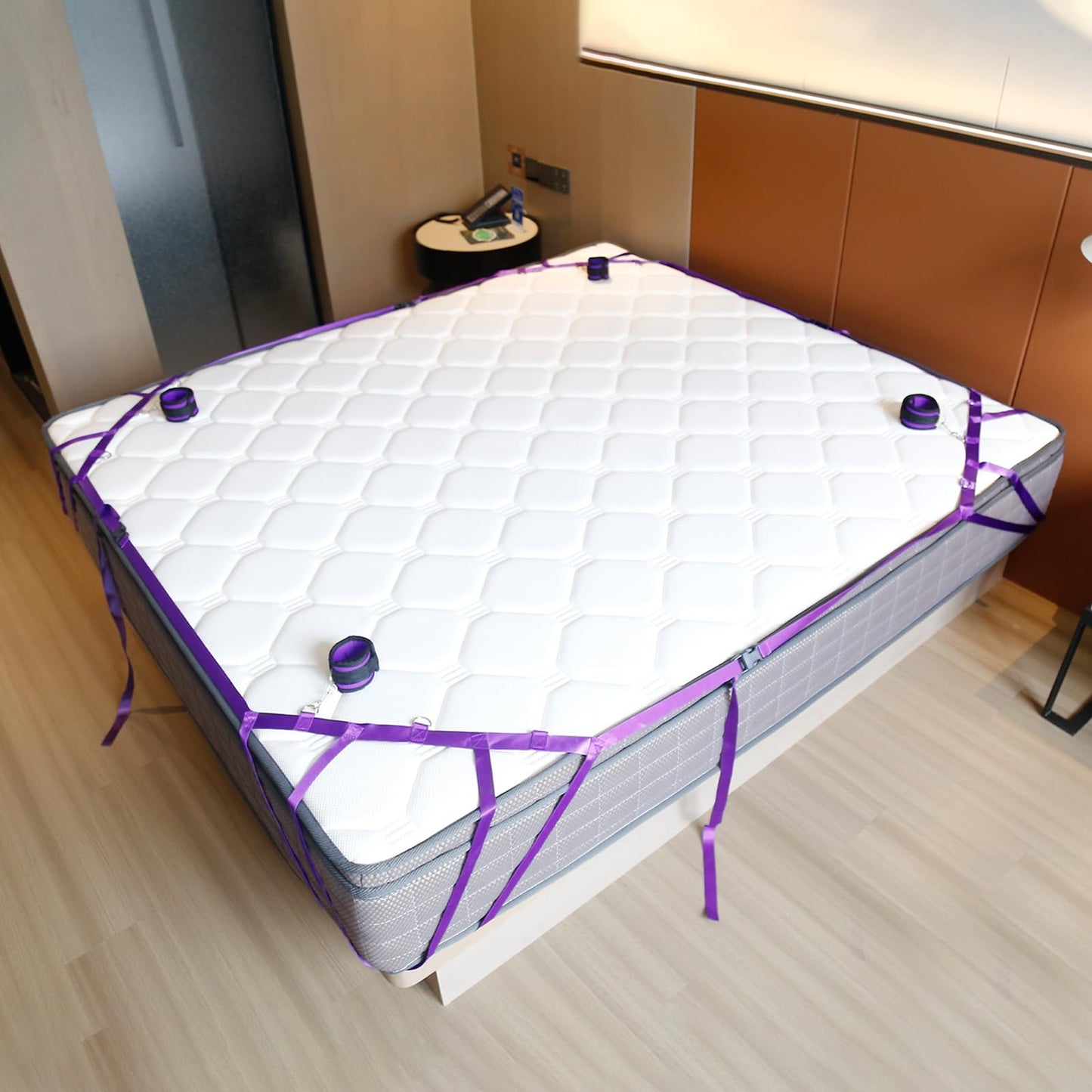 Sex Bondage BDSM Kit Bed Restraints Set, Super Easy Install Sex Rope Adjustable Straps, Sex Toys with Handcuffs Ankle Cuff for Adults Women Couples Game Pleasure (Black)