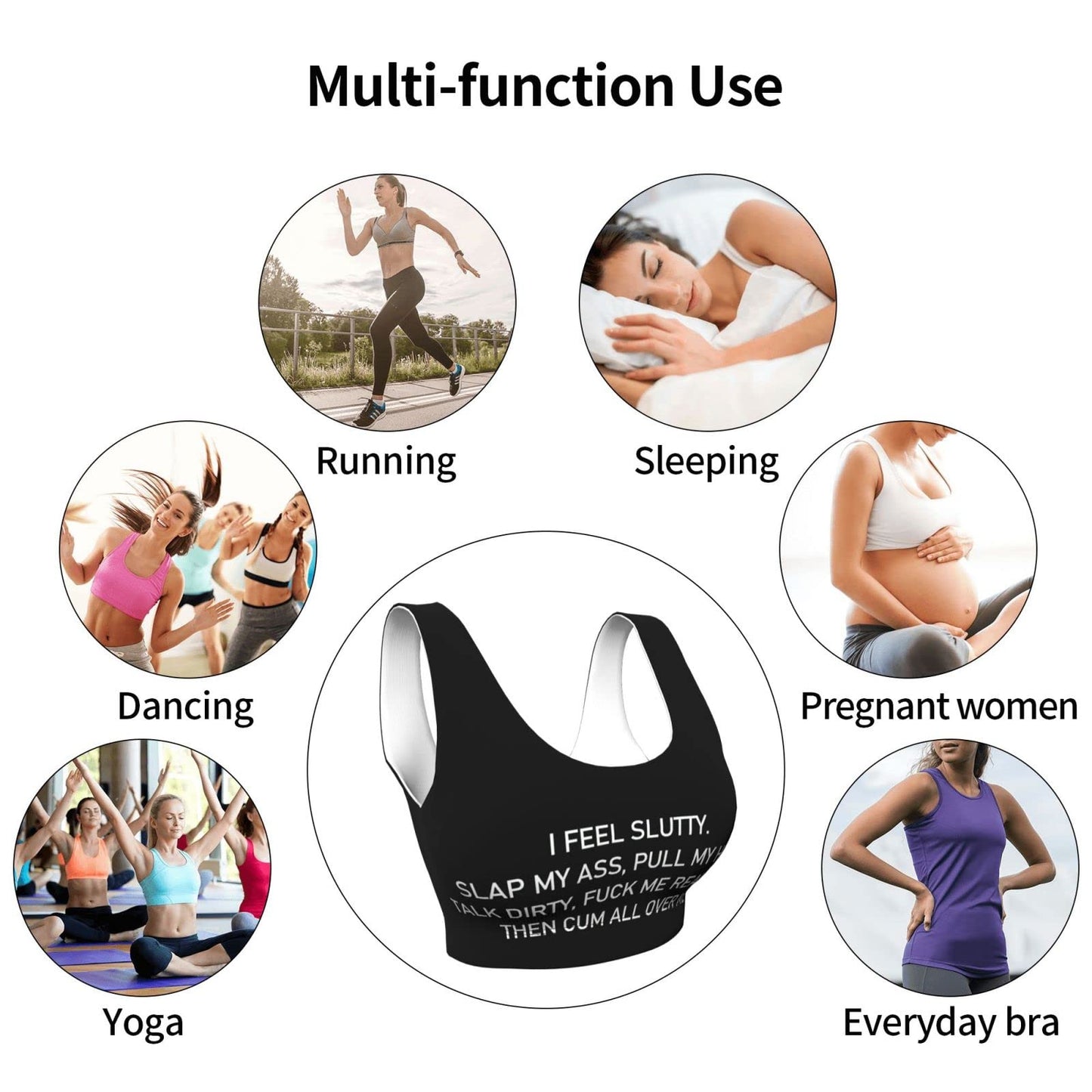 Spank It My Ass Yoga Sports Bra for Women, Comfortable Yoga Bras Fitness Workout Tops Running Bra with Removable Pads